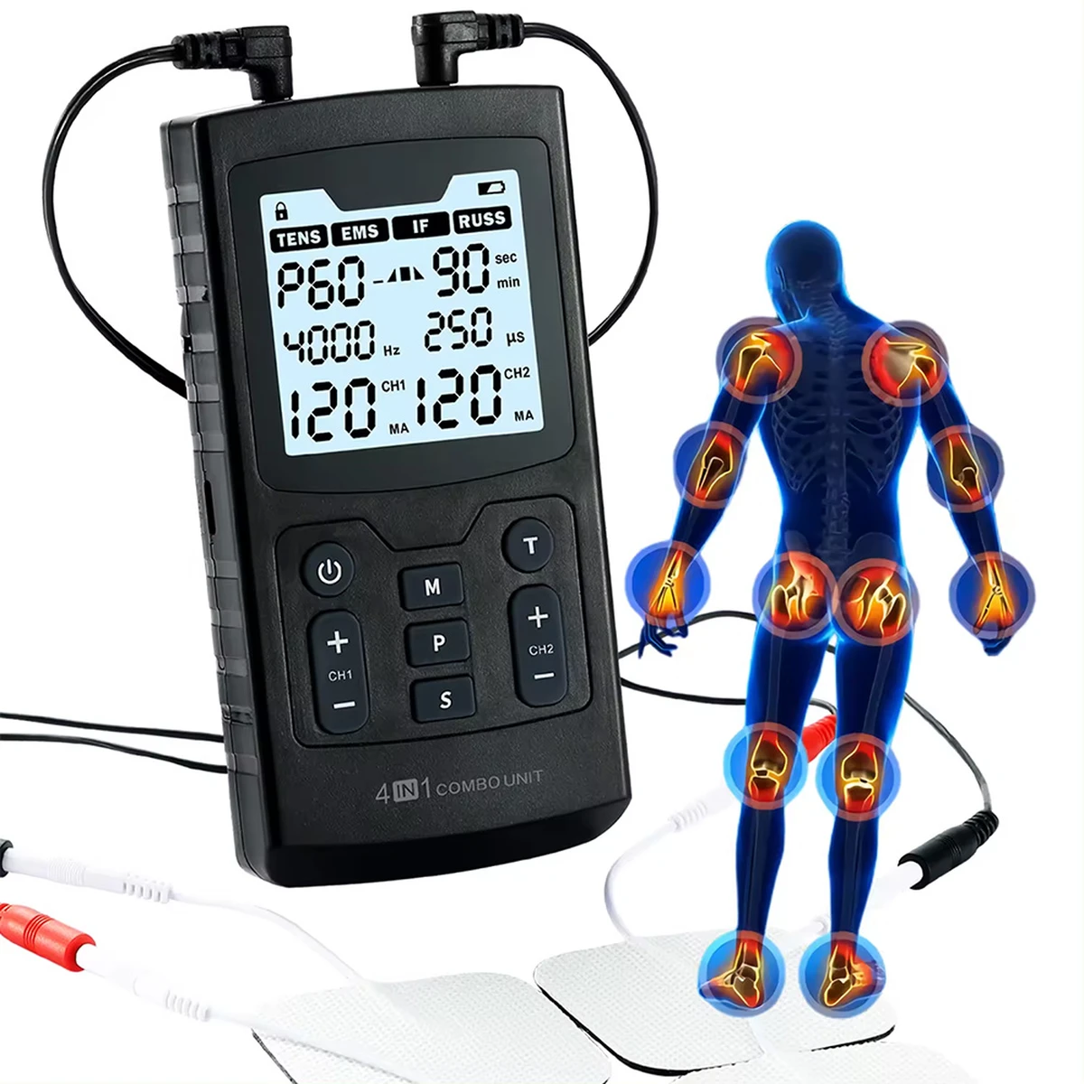 EMS Muscle Stimulator High Frequency – Interferential Current | Medical Therapy & Massage Device with IFT, RUSS & TENS