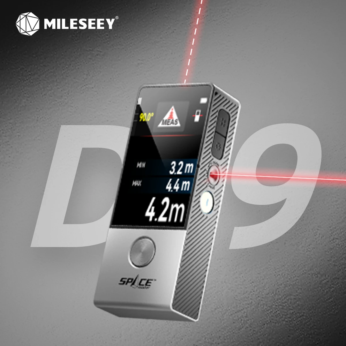 Télémètre laser MiLESEEY D9, ruban de mesure laser Bluetooth, portée de mesure laser de 100 m avec alignement visuel