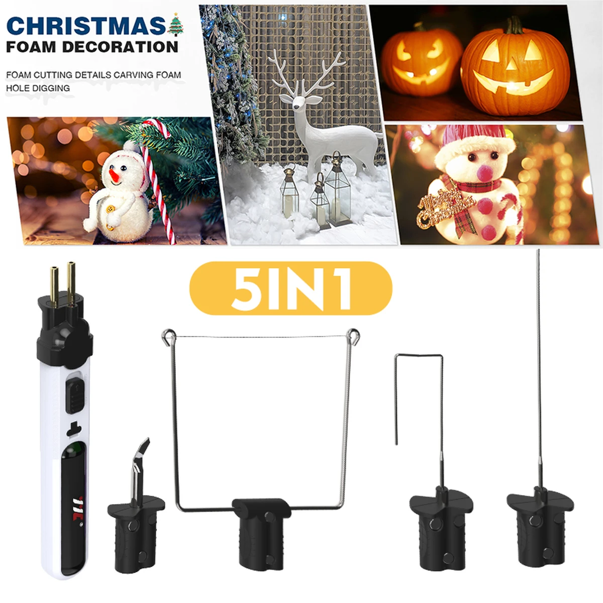 Stylo coupe-mousse 5 en 1 – Kit d'outils de découpe et de gravure électriques à chaud pour panneaux KT
