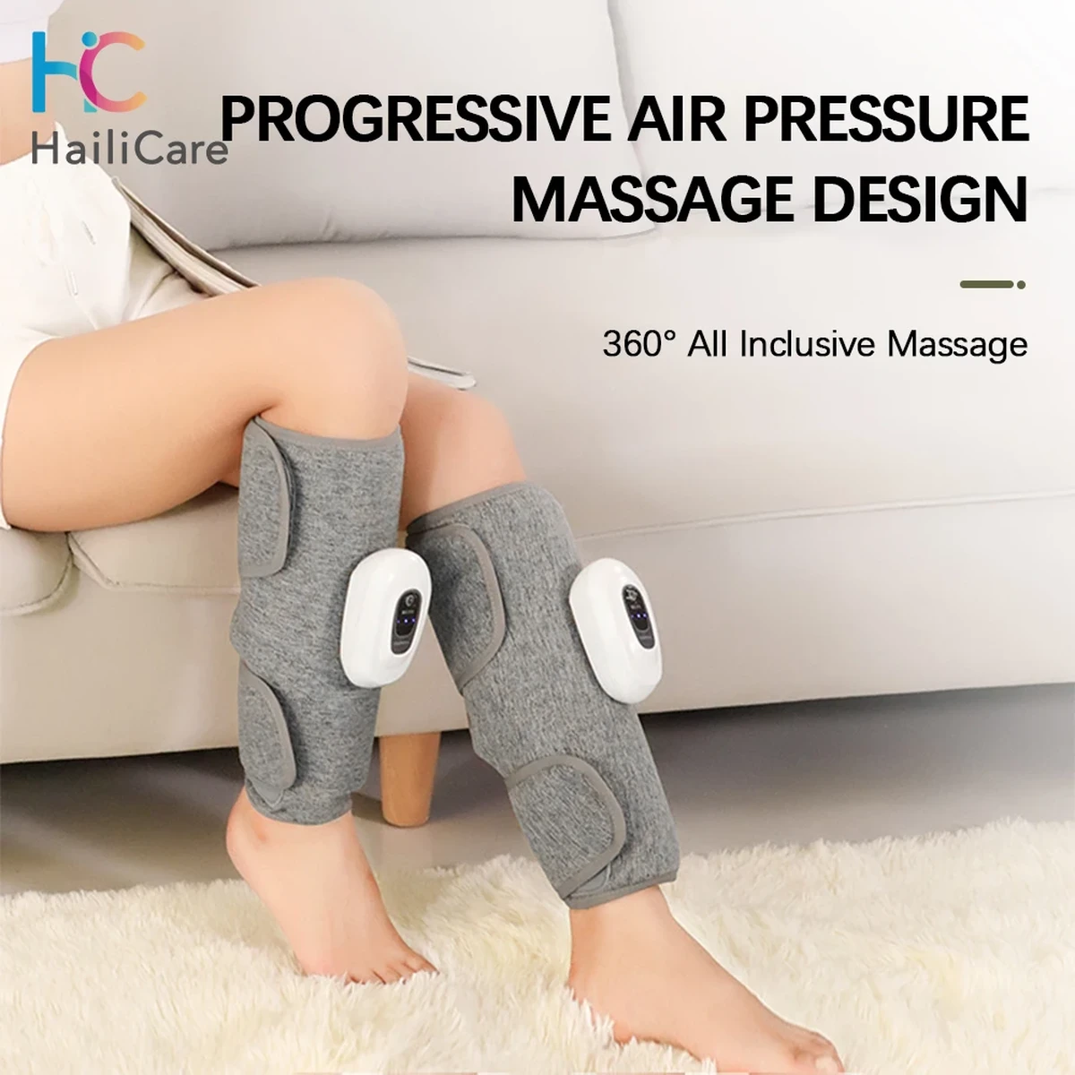 Electric cordless leg massager with air compression, 360° air pressure, for pain and muscle relaxation