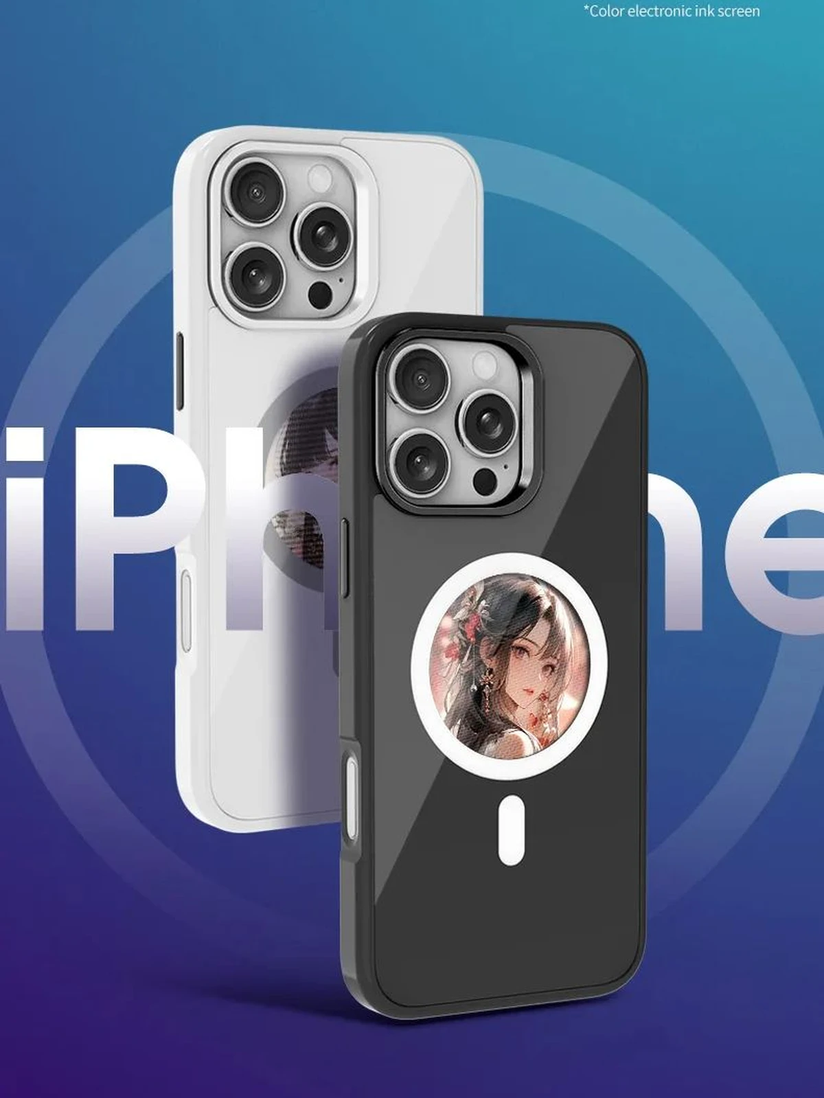 Étui de téléphone avec écran E-Ink de 2,53 pouces – Affichage photo personnalisé avec transmission sans fil – pour iPhone 16/15/14/13,  MagSafe