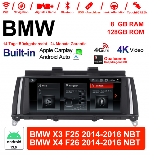 8.8 Inch Qualcomm Snapdragon 680 8 Core Android 13.0 4G LTE Car Radio USB WiFi Navi Carplay For BMW X3 / X4 Serie