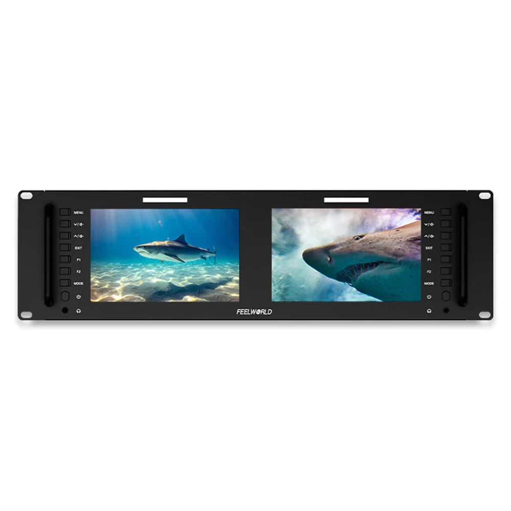 FEELWORLD D71 PLUS / D71 PLUS-H – Moniteur rack 3U double 7 pouces avec dalle IPS, résolution 1920×1200,luminosité 450 cd/m²,compatible 4K HDMI et SDI