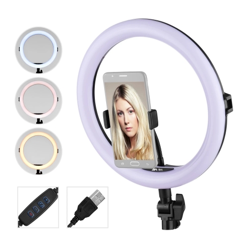 AFI R11 11 pouces LED Ring Light avec support de téléphone 3 modes de température de couleur