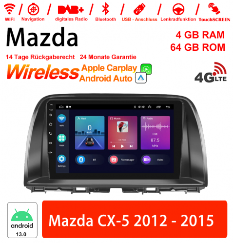 9 pouces Android 13.0 Autoradio / multimédia 4Go de RAM 64Go de ROM pour Mazda CX-5 2012 - 2015