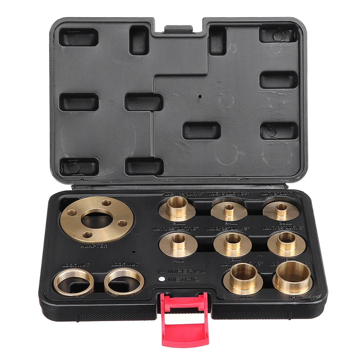 Allsome 11-piece woodworking router bit guide bushing, 10–30 mm, copper, premium router bit guide bushing