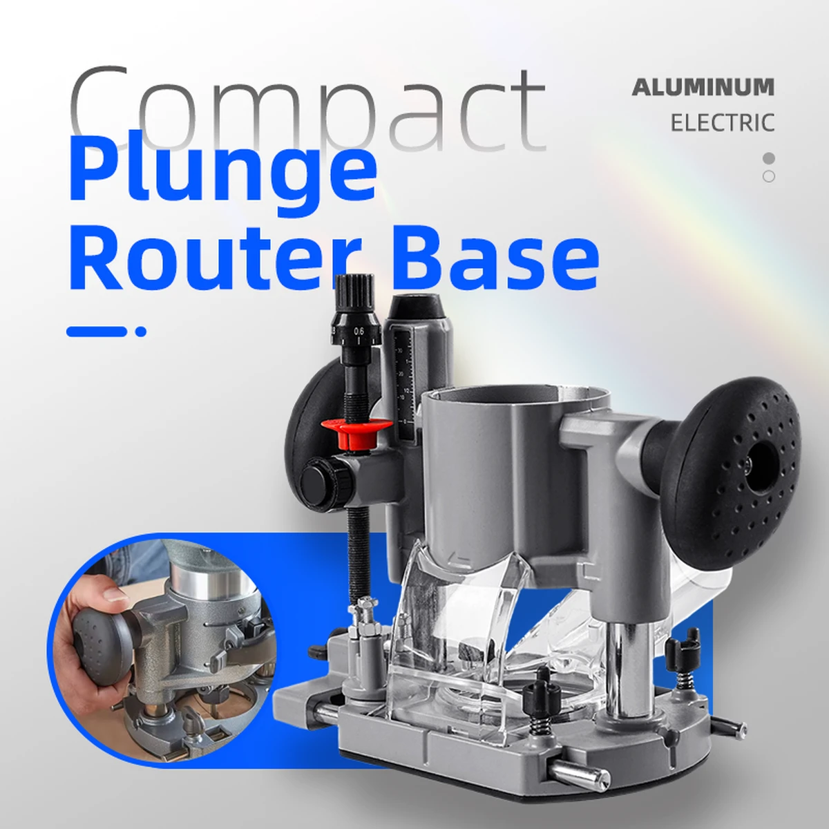 Compact plunge router base made of aluminum – Electric holder for trimming, grooving & carving work