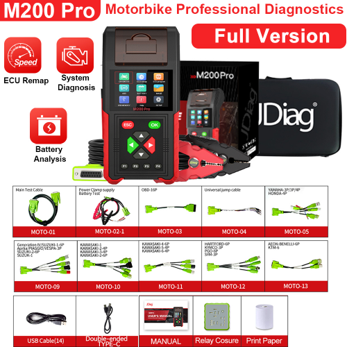 JDiag M200 Pro Moto Diagnosescanner mit ECU‑Remap & ABS‑Test