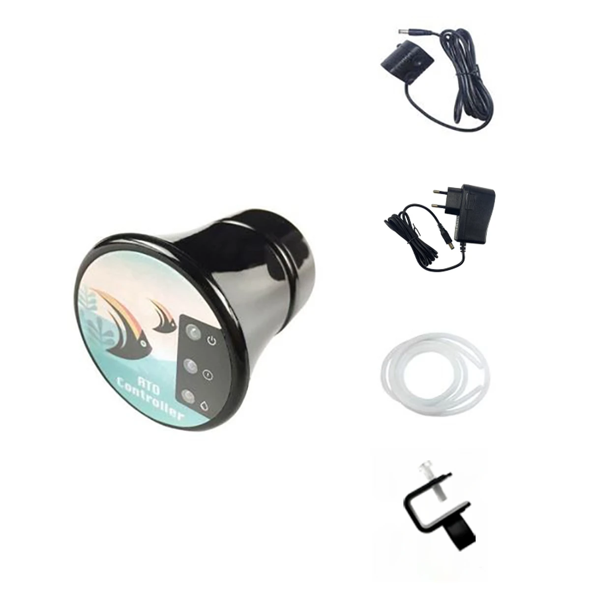 Transparent container for water, aquarium, fishbowl, water pump controller, automatic shut-off system