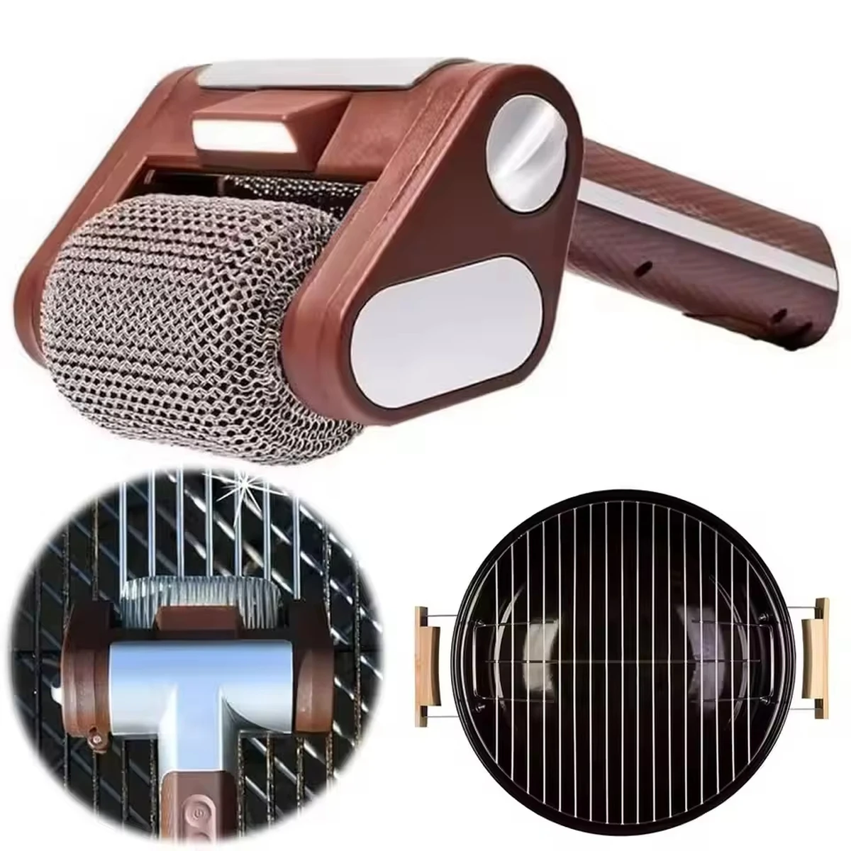 Brosse électrique à rouleau pour gril 350 tr/min avec tête de brosse remplaçable, nettoyant pour gril en acier inoxydable