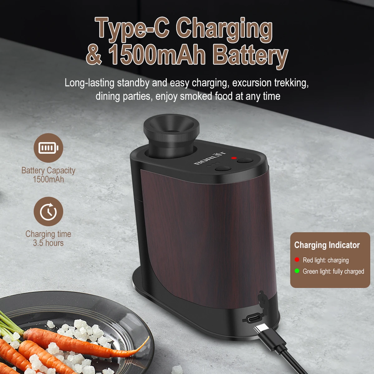 Générateur de fumée froide portable Smoke Egg Kitchen, machine moléculaire pour la cuisson de la viande et le barbecue.