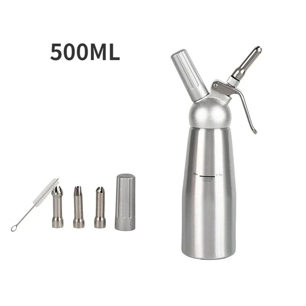 Pistolet à chantilly 500/1000 ml, distributeur de crème, pistolet à pâtisserie en acier inoxydable, flacon à siphon