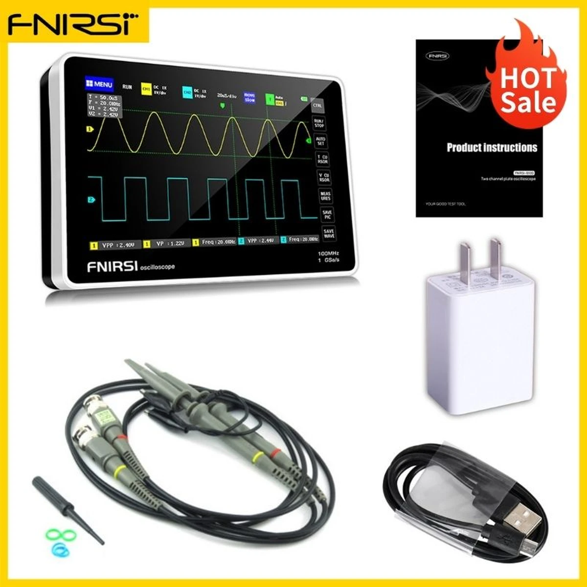 FNIRSI 1013D Touchscreen Digital Oscilloscope Dual Channel 100MHz
