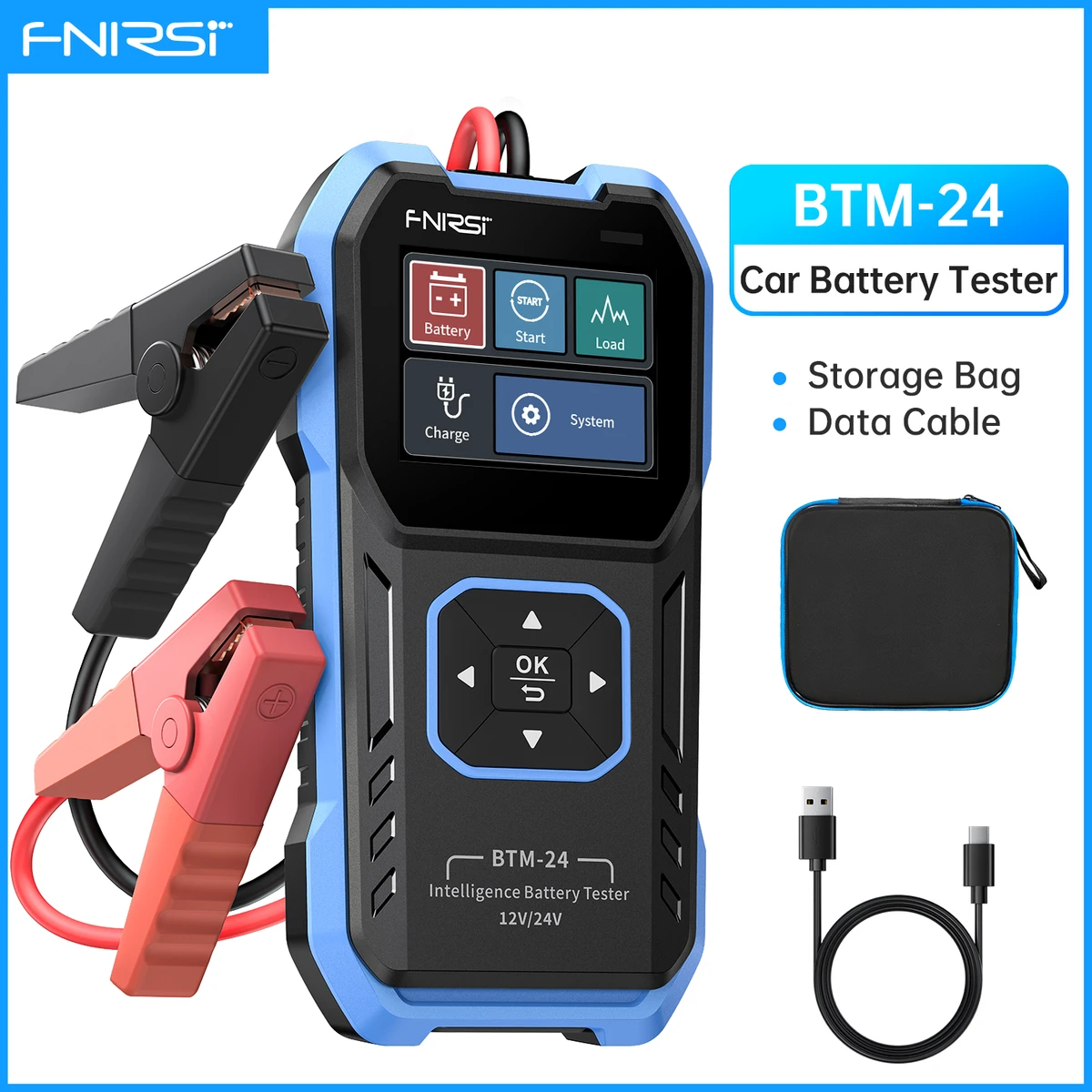 FNIRSI BTM-24 Analyseur automobile 12V, testeur de batterie, test de charge 100–750 cc pour moteurs de 1200–3000 cc