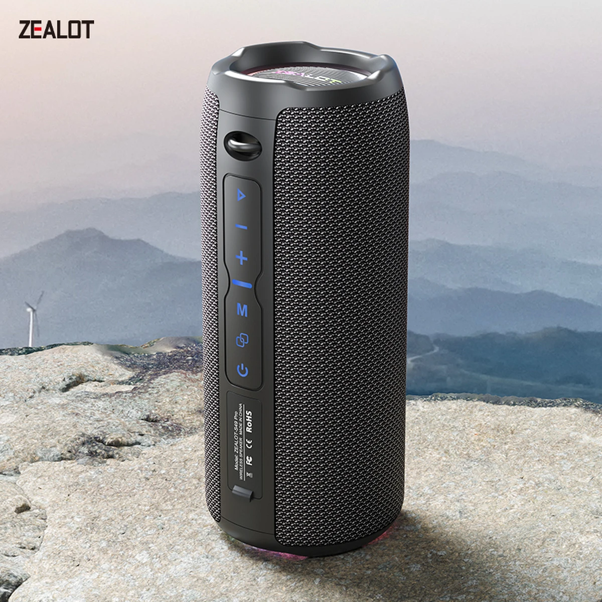 Enceinte Bluetooth 20 W, étanche IPX6, emplacement pour carte microSD, entrée auxiliaire, 10 heures d'autonomie, éclairage RGB, stéréo sans fil