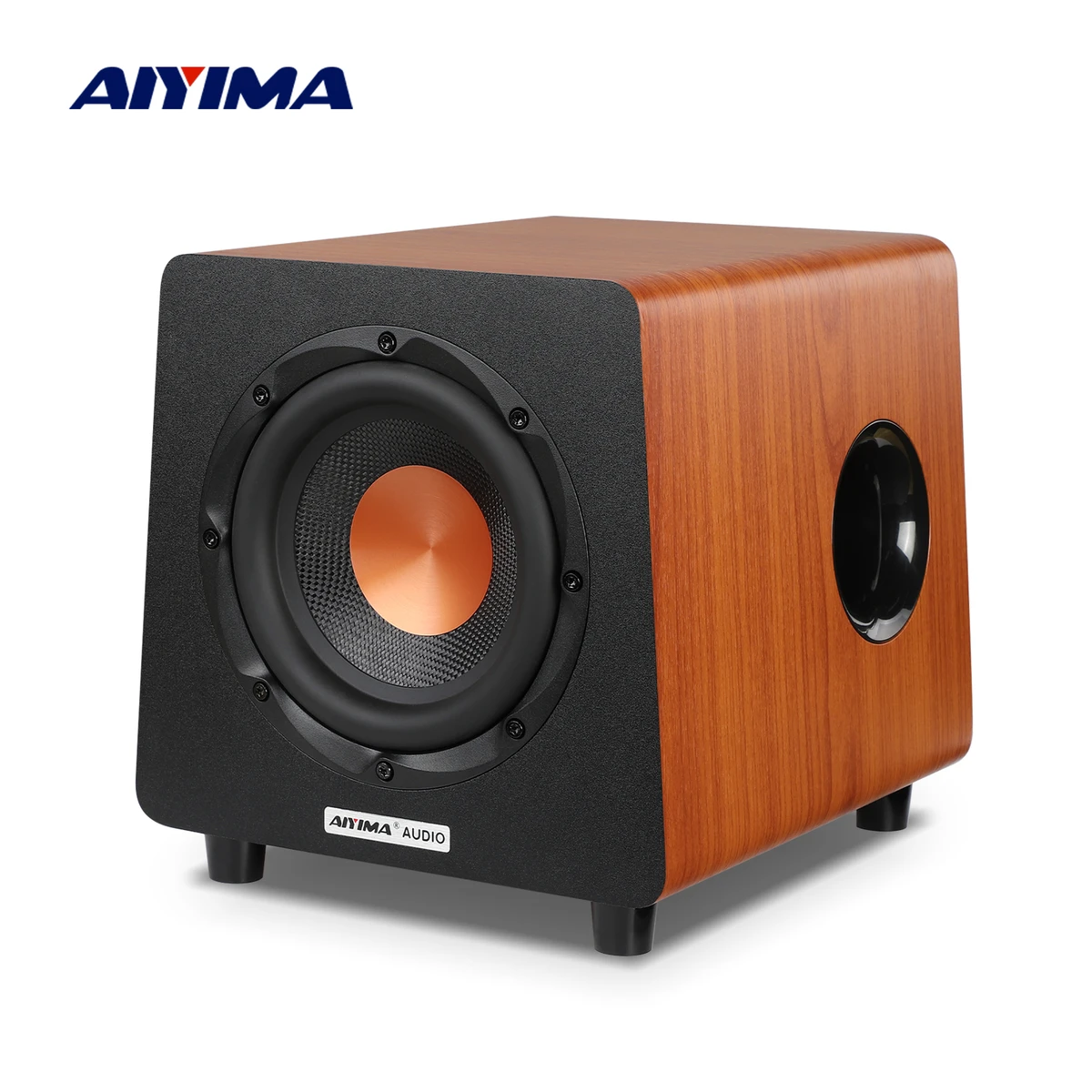Caisson de basses AIYIMA 800X 150 W, haut-parleur actif 8 pouces, basses profondes, finition bois, entrée amplificateur RCA/AUX/LFE