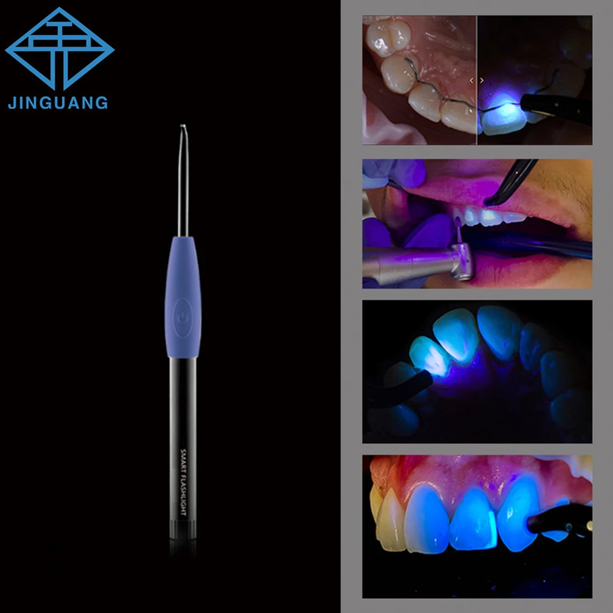 Dental Dual-UV Smart Flashlight Identifies Tooth Tissue Bacterial UVA Ultraviolet/White LED Lamp