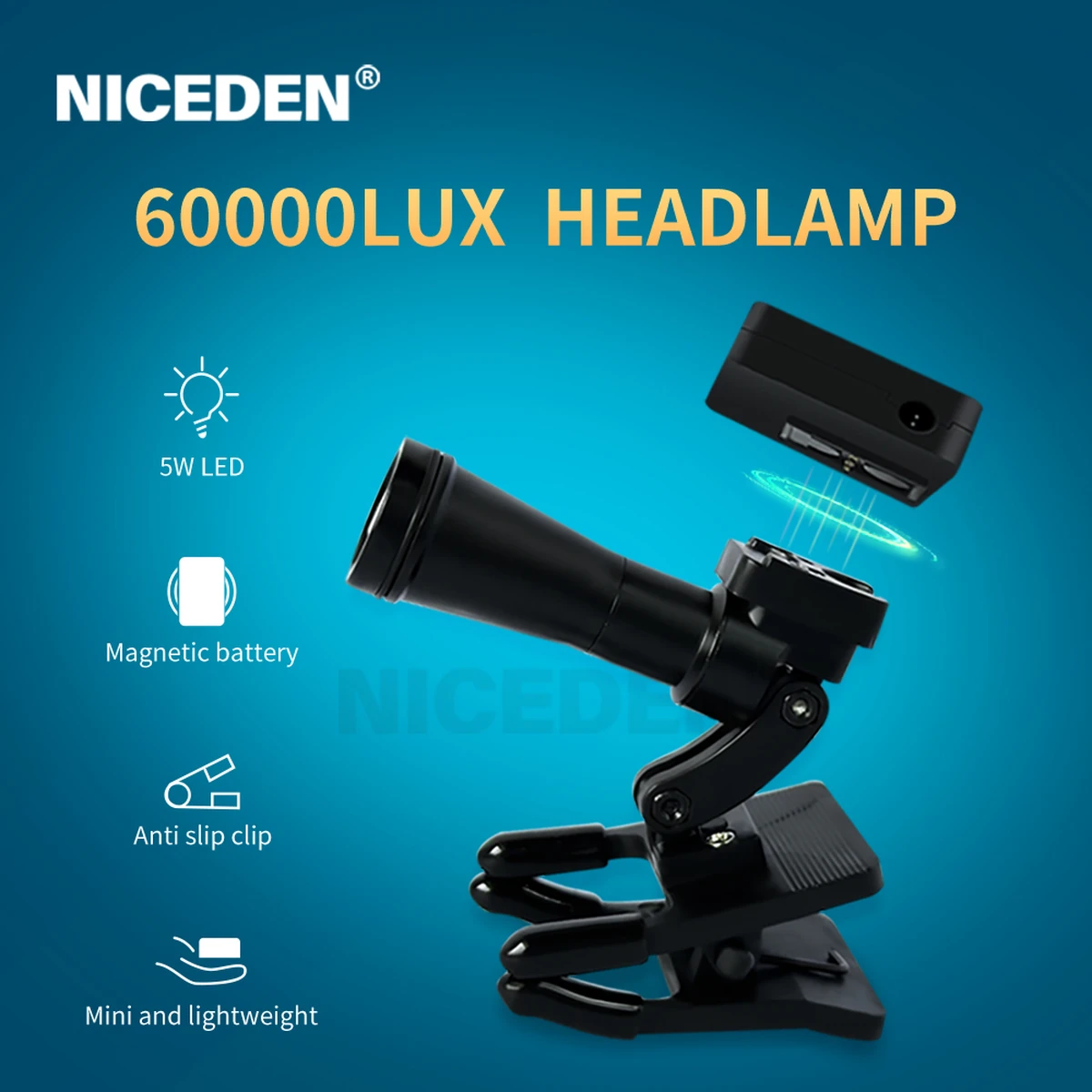 Clip-on dental spotlight, wireless high-brightness spotlight for dental magnifiers, LED spotlight
