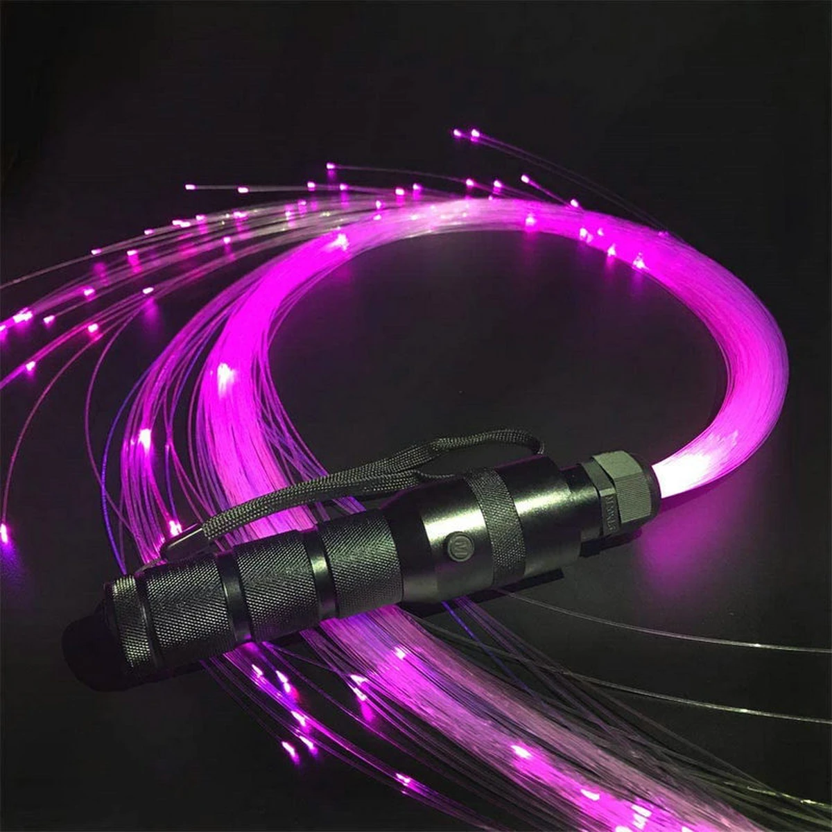 Fouet LED Pixel Space Whip à fibre optique – 40 modes de couleur, rotation à 360°, fouet de danse LED pour soirées EDM et festivals