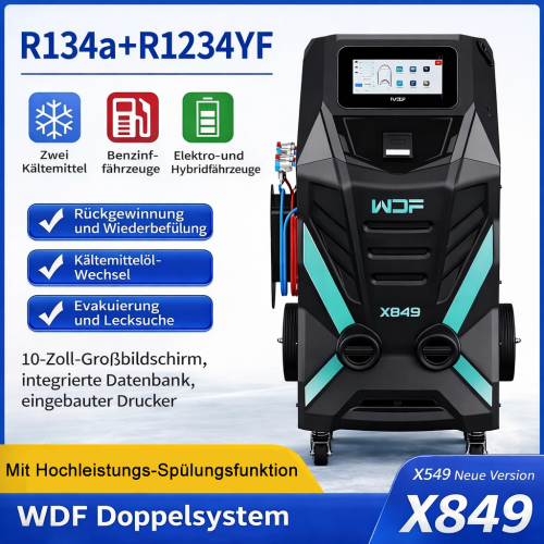WONDERFU X849 Machine de recyclage de réfrigérants bigaz entièrement automatique pour véhicules essence/hybrides/électriques R134a/R1234yf