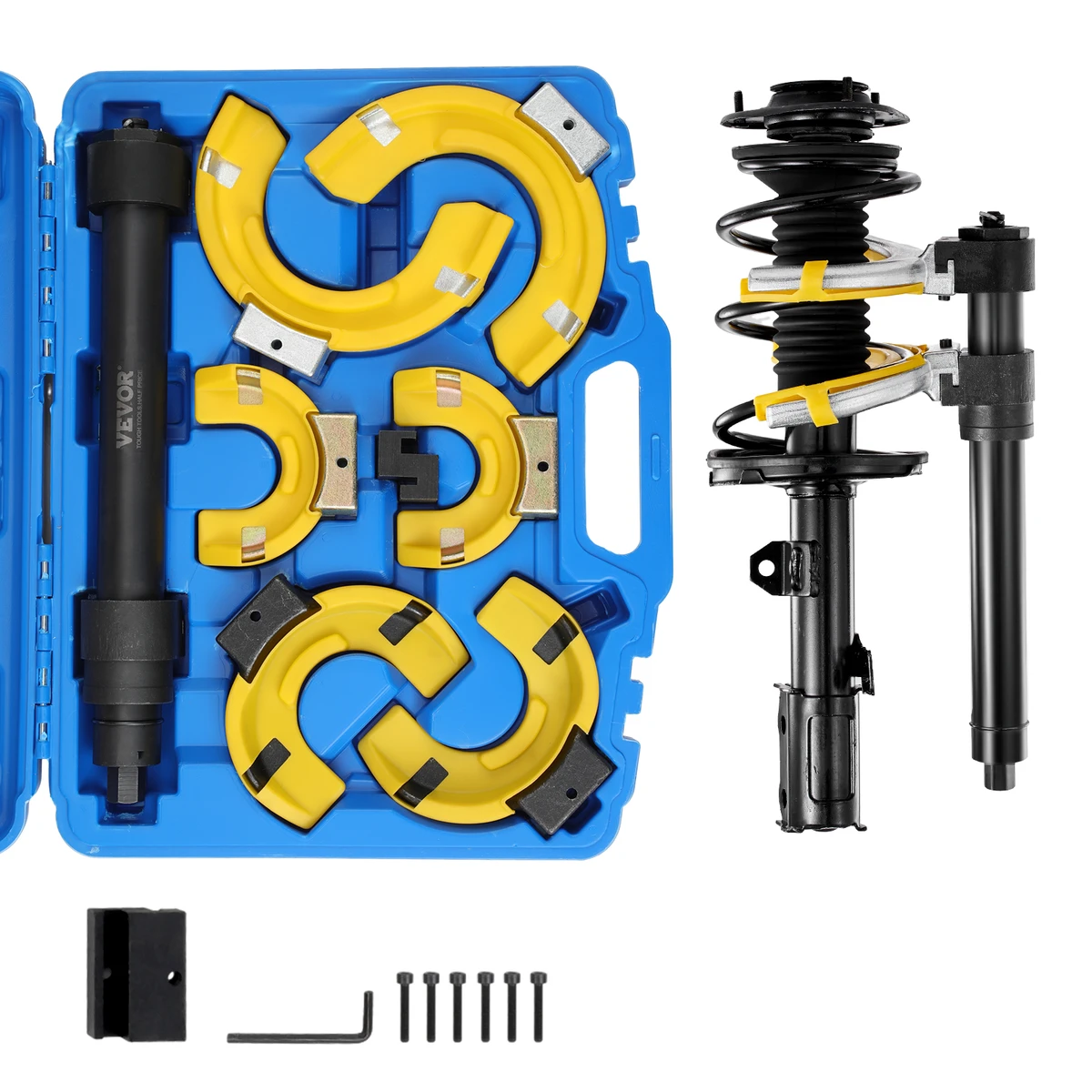 Kit compresseur de ressorts MacPherson – Compresseur de ressorts d'amortisseur avec fourches interchangeables et outil pour ressorts hélicoïdaux