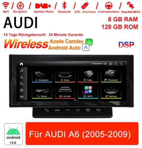 10,25 poucesQualcomm Snapdragon 680 8 Core Android 13.0  Autoradio/ Multimédia pour AUDI A6 2005-2009 CarPlay intégré
