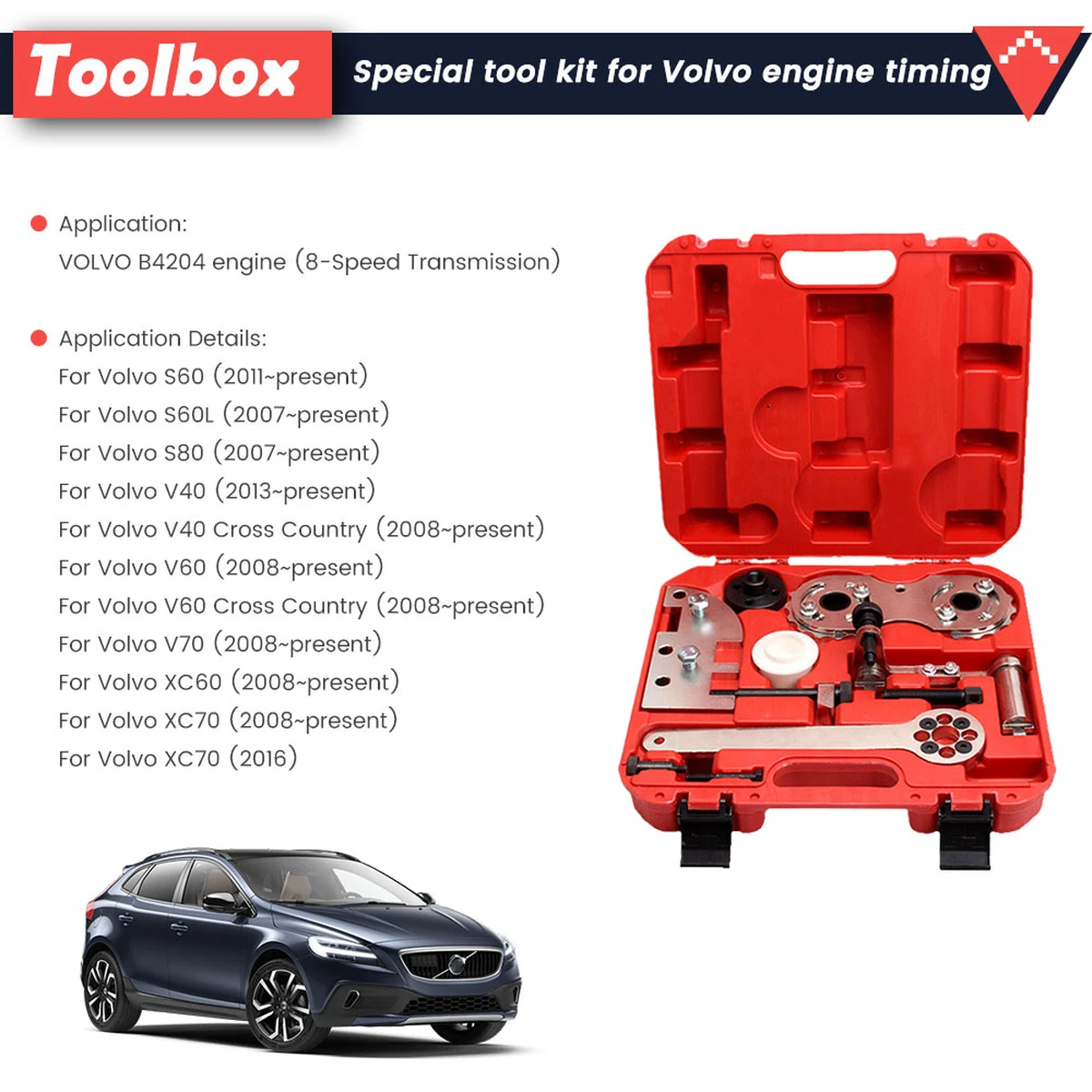 Kit d'outils de calage d'arbre à cames pour moteurs Volvo 1.5T 2.0T S60 S80 S90 V40 V60 V70 XC60 XC70 XC80 XC90 B4204 B4154