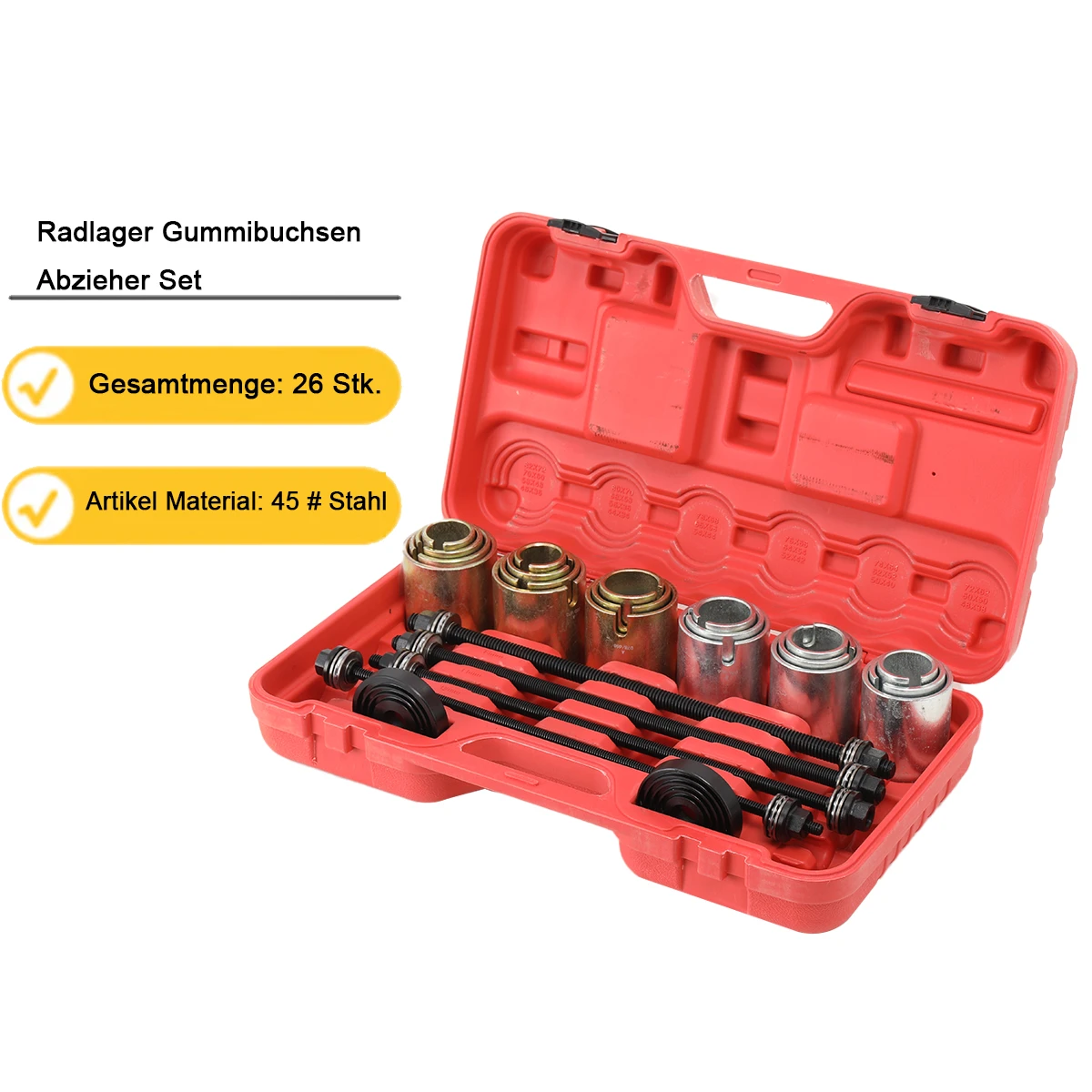 Kit universel 26 pièces bagues de pressage et extraction – outil montage/démontage bagues et roulements pour réparation automobile