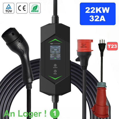 Tragbares EV Ladegerät Typ 2 22kW 32A mit CEE auf T23