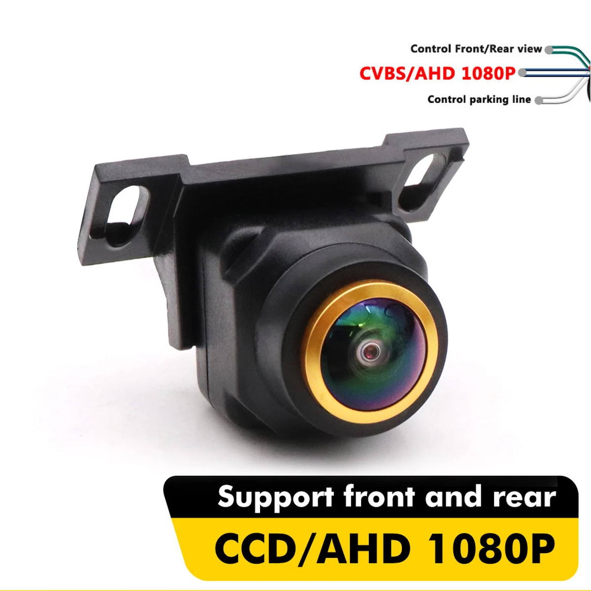 Caméra de recul AHD 1080p pour voiture avec objectif doré, grand angle 180°, vision nocturne, étanche, caméra de stationnement universelle HD