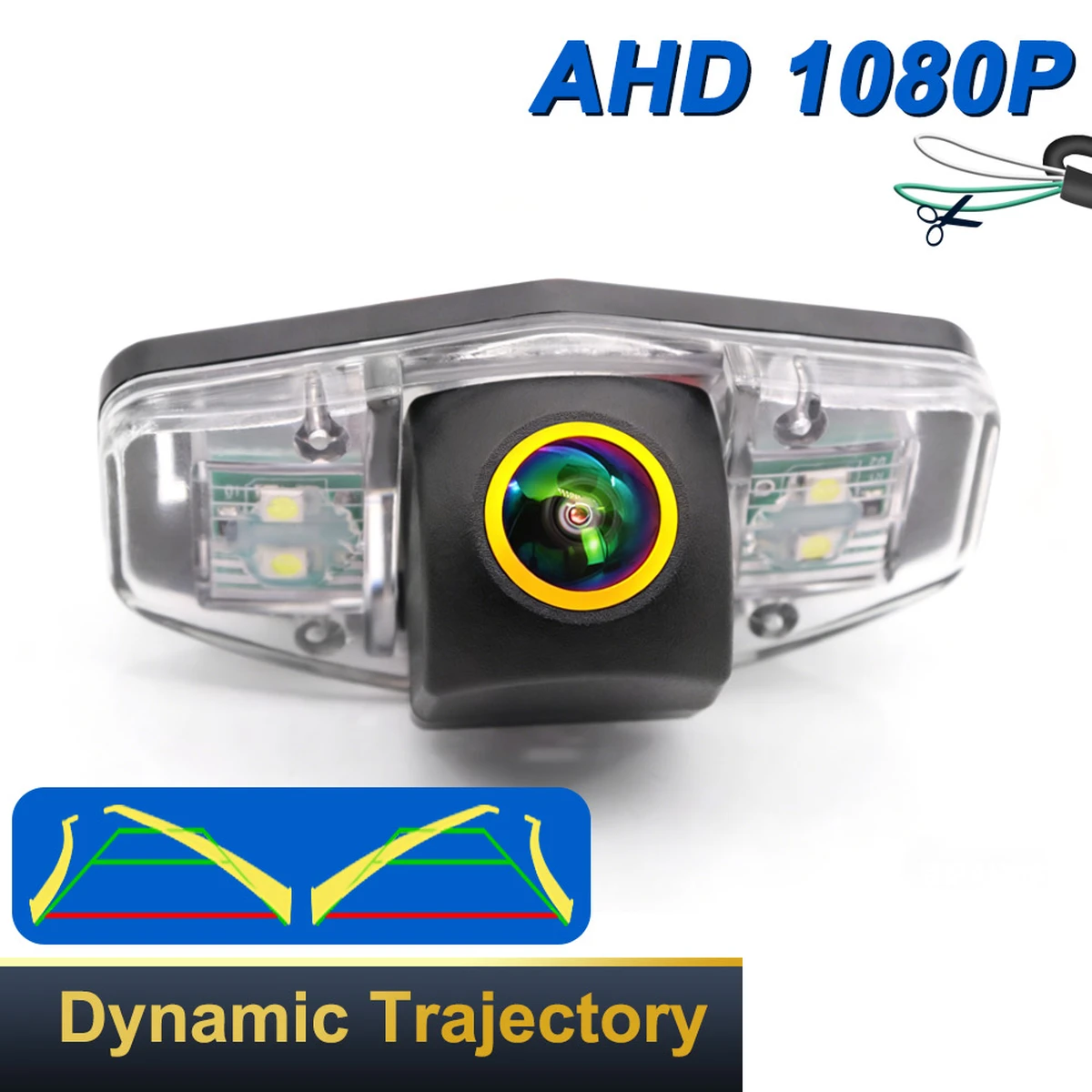 Caméra de recul AHD 1080p pour Honda Civic 2012-2015 / Accord 2008-2017 / Accord 6 1997-2002 - Trajectoire dynamique