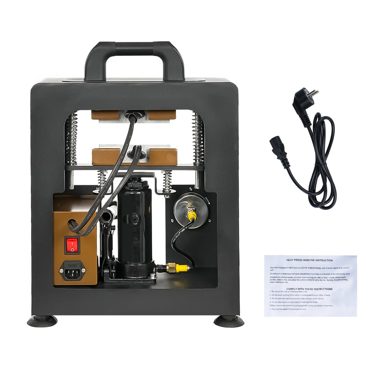 Presse à chaud hydraulique manuelle 5T pour colophane, 700 W – Double plaque chauffante, chauffage double face, machine d'extraction, prise UE