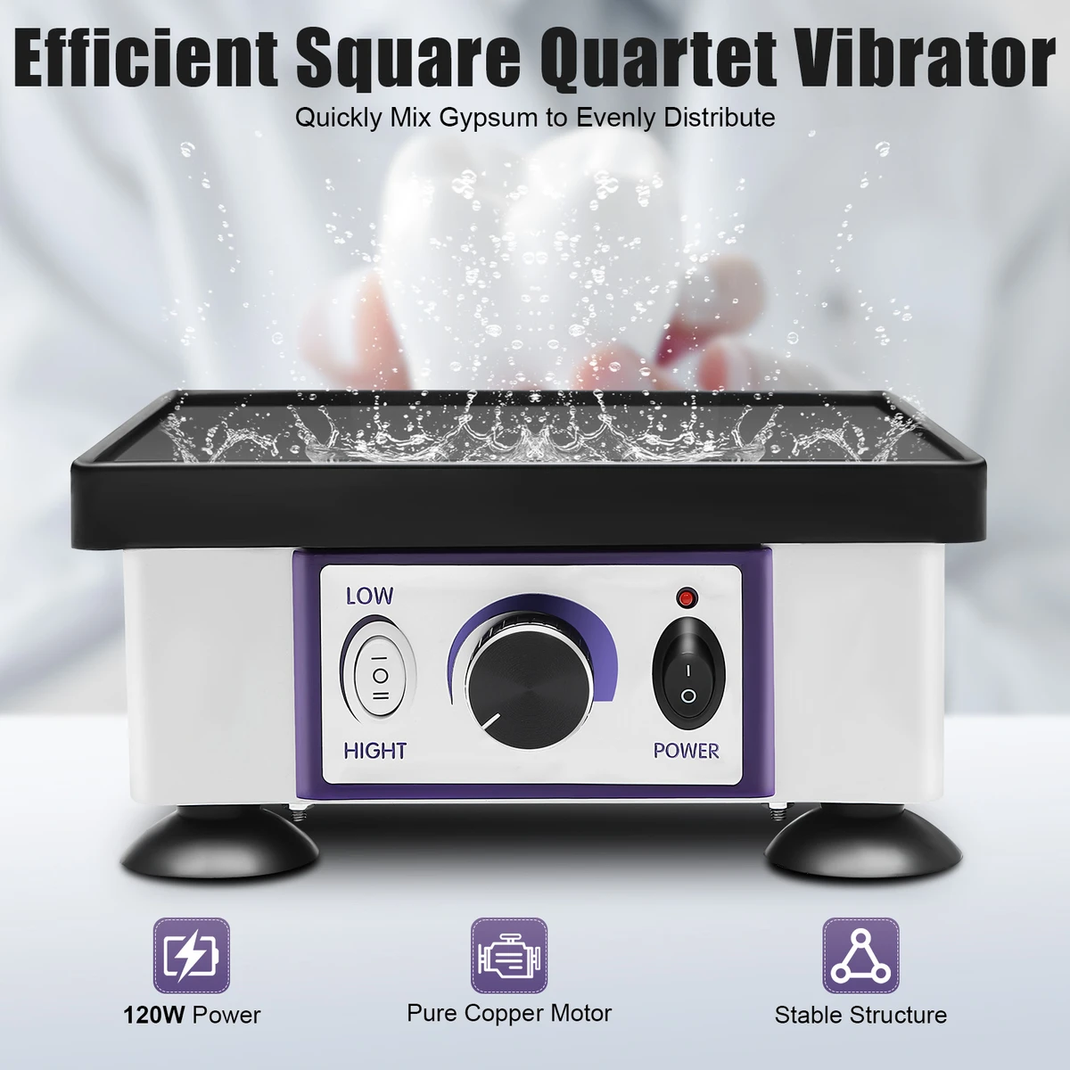 Vibrateur dentaire carré de 120 W à vitesse variable, oscillateur agitateur de laboratoire