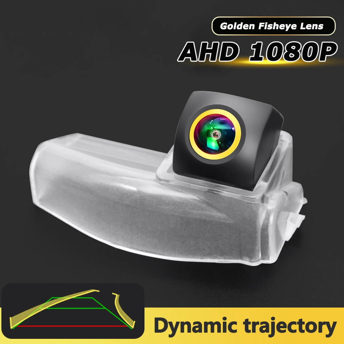 Caméra de recul AHD 1080p pour Mazda 2 / Mazda 3 / Mazda 3 Sport (2004–2013) – CCD, objectif fisheye doré