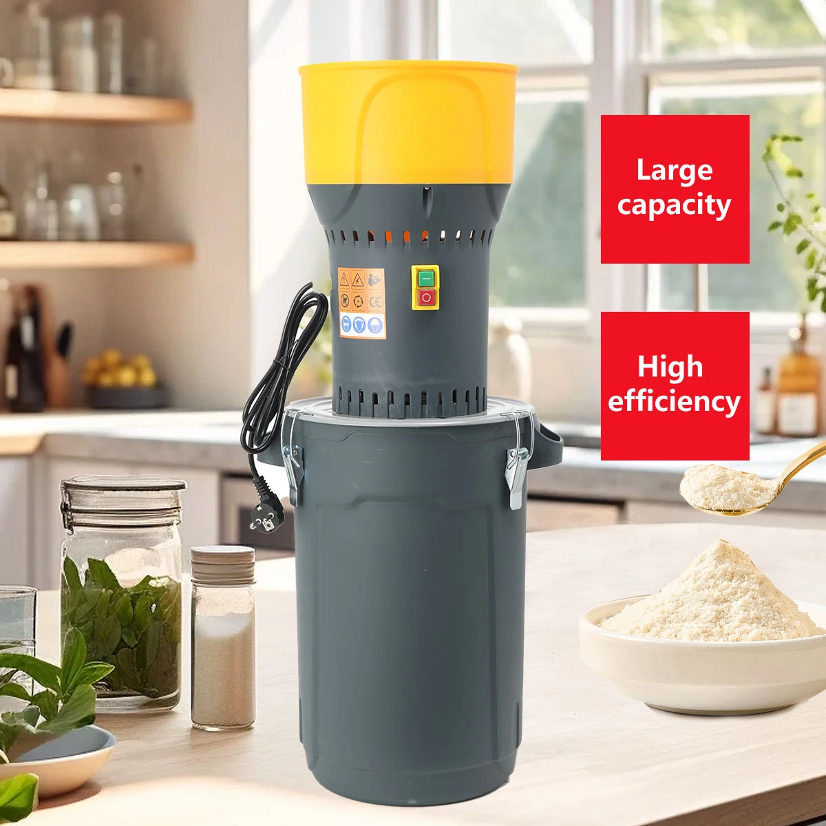 Moulin à grains électrique de 25 L avec 5 tamis, moulin à maïs électrique, moulin à blé