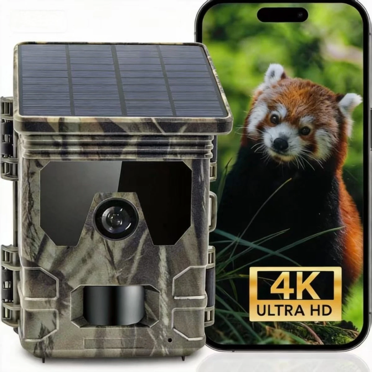 50MP 4K Solar Hunting Camera with Infrared Night Vision for Wildlife Monitoring, Wildlife Camera with Video and Photo Recording