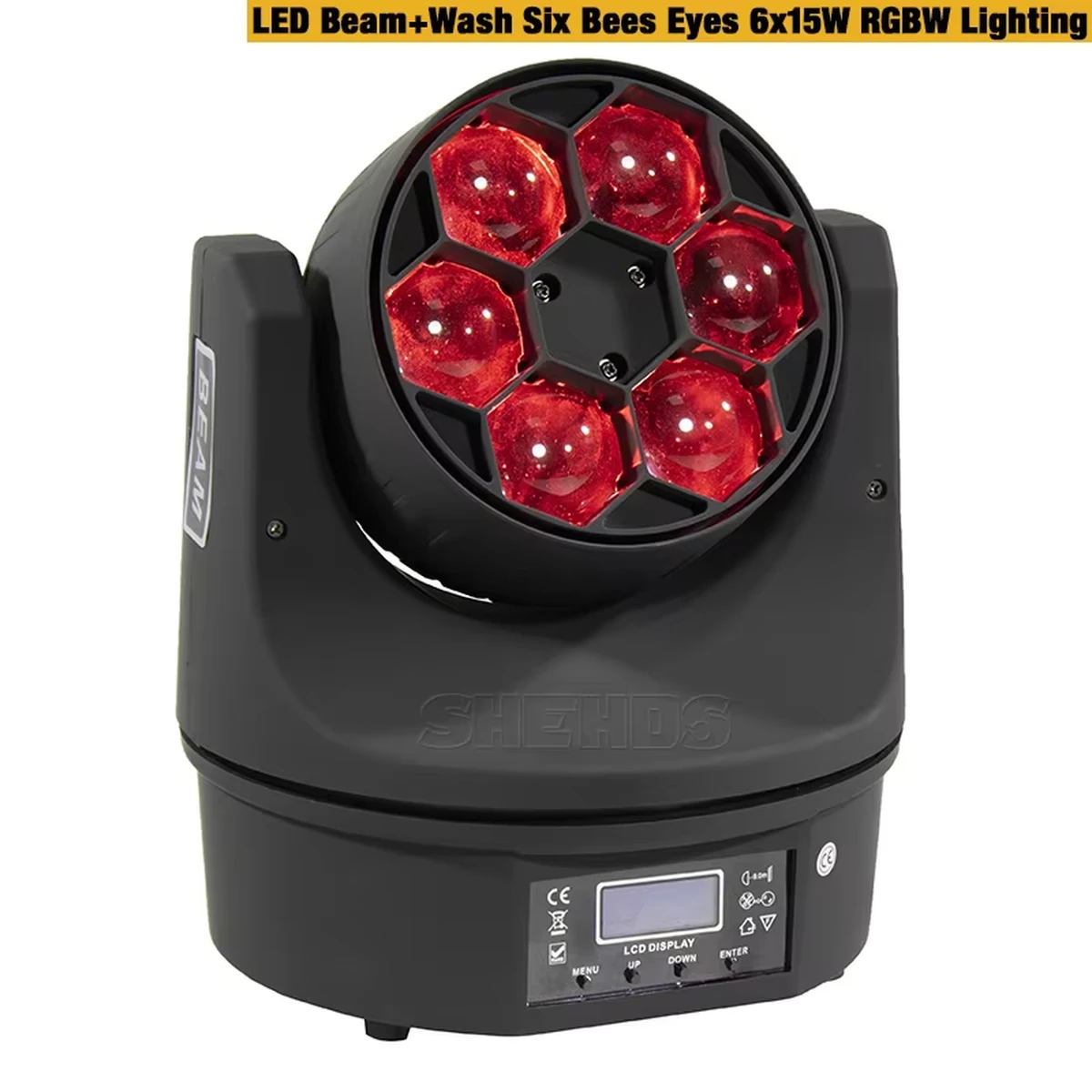 Projecteurs à LED RGBW 6x15W à effet œil d'abeille avec effets faisceau et wash, DMX512, pour DJ, discothèque, club et mariage.