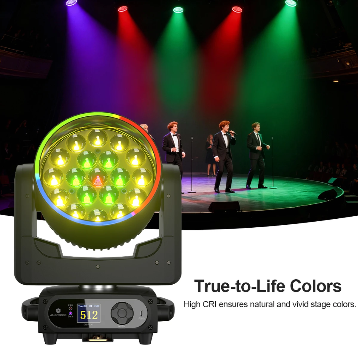 Nouveau projecteur mobile Zoom 19x15W, 19x20W et 19x25W Wash avec anneau LED à faisceaux 6 en 1 et 4 en 1 pour scène, DJ, discothèque, mariage