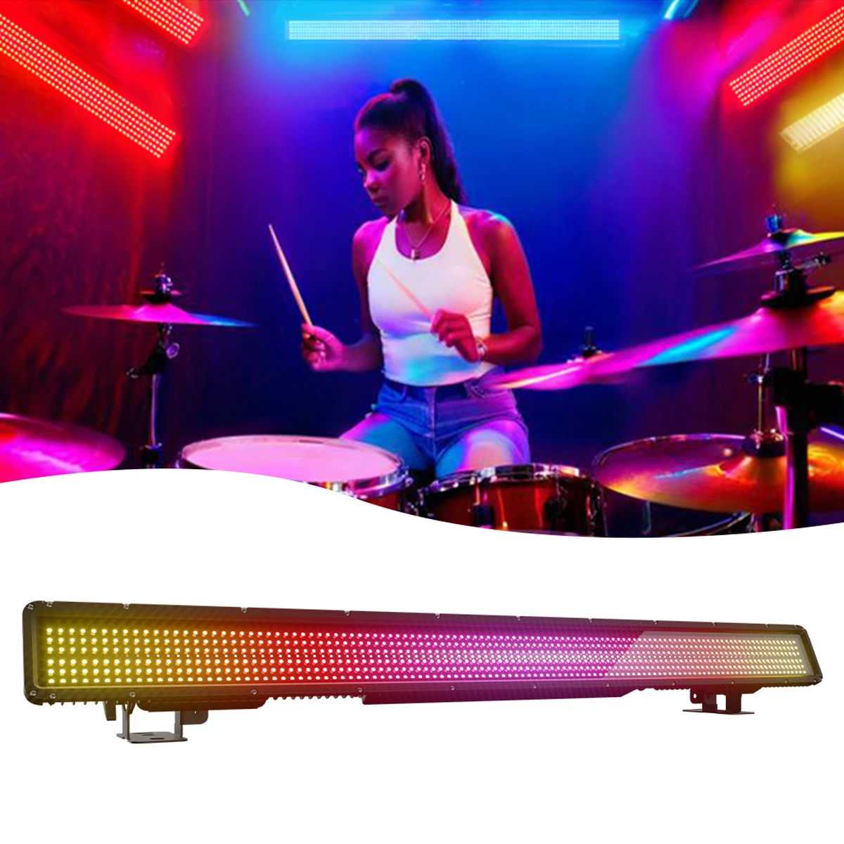 Barre lumineuse stroboscopique LED 250 W 16 pixels, étanche IP65, silencieuse, effet wash, pour DJ, discothèque, boîte de nuit et scène extérieure
