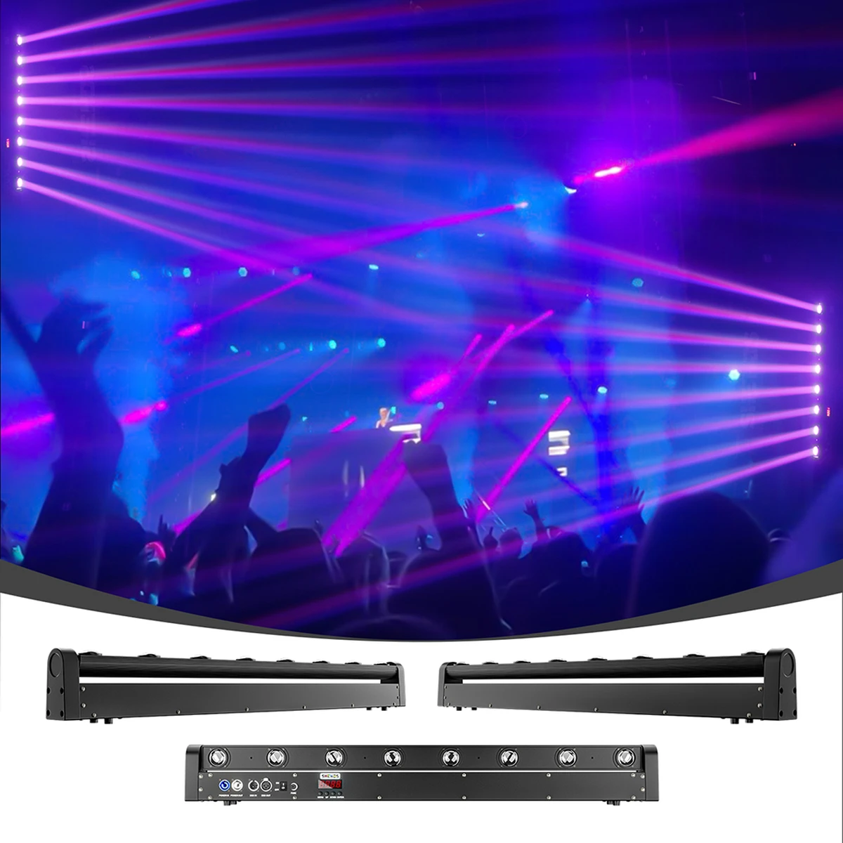 Barre lumineuse LED à tête mobile Beam 8x12W RGBW 4 en 1 DMX512 pour DJ, discothèque, mariage, église et autres événements.