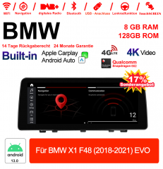 12.3 pouces Qualcomm Snapdragon 662 8 Core Android 13.0 4G LTE Autoradio / Multimédia USB Carplay Pour BMW X1  F48 2018 - 2021 EVO avec WIFI