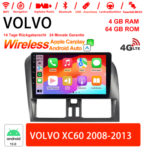 9 pouces Android 13.0 Autoradio / Multimédia 4Go de RAM 64Go de ROM pour VOLVO XC60 2008-2013