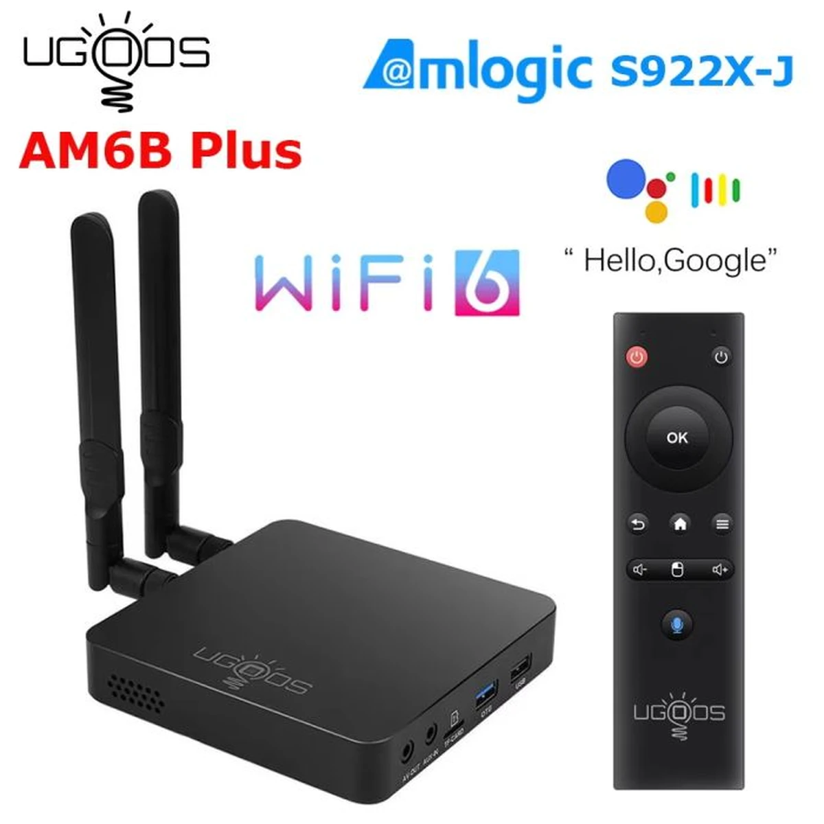 Ugoos AM6B Plus TV-Box Amlogic S922X-J Android 9.0 DDR4 4 GB RAM 32 GB ROM