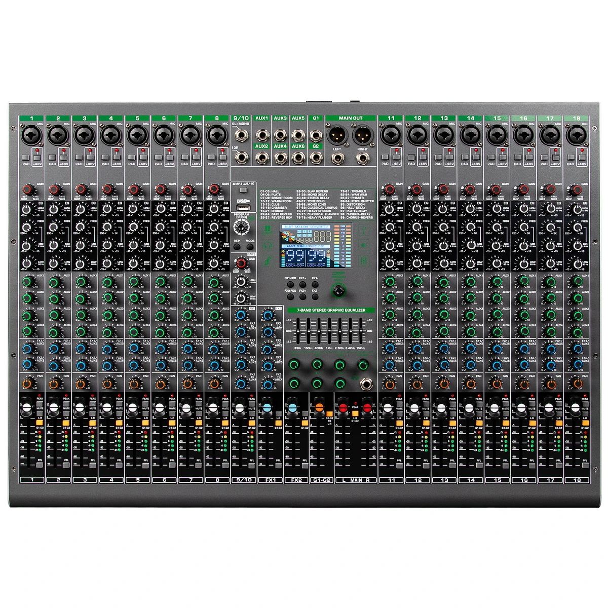 Console de mixage numérique TG18, 18 canaux avec puce de réverbération DPS 99 bits, Bluetooth, USB, MP3 pour scène, bar, studio, DJ