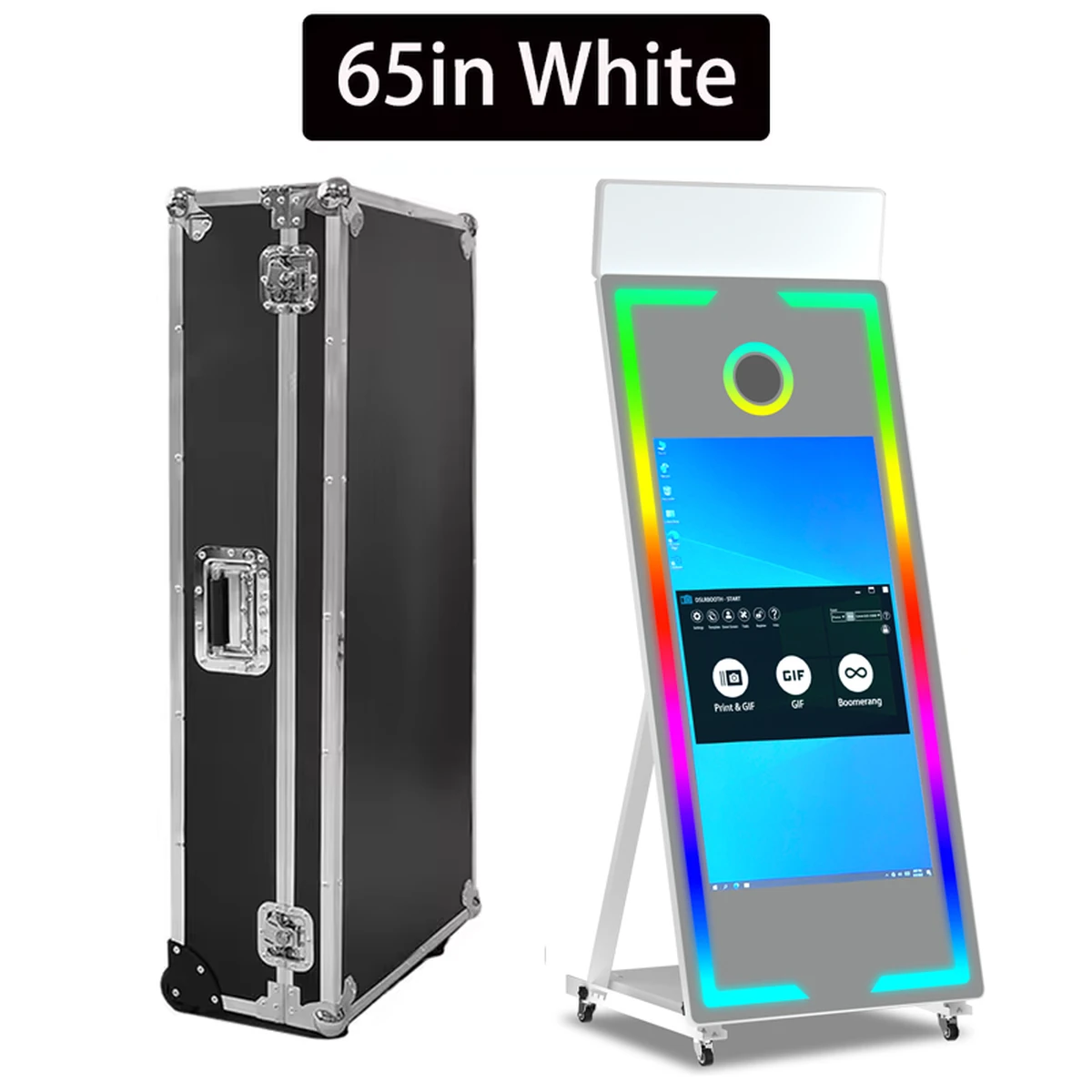 65" Fotokabine + 43" Touchscreen, Weiß