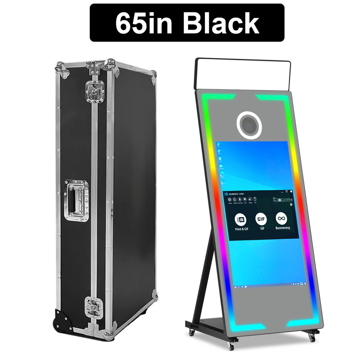 65" Fotokabine + 43" Touchscreen, Schwarz