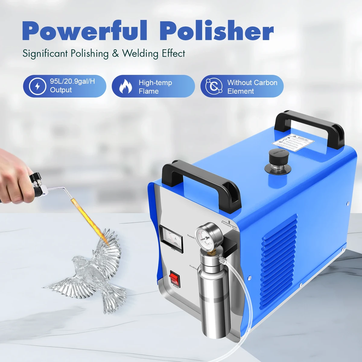 Polisseuse à flamme hydrogène-oxygène HHO 220 V H160/H180, 75–95 l/h, machine de polissage acrylique et de soudage à l'eau
