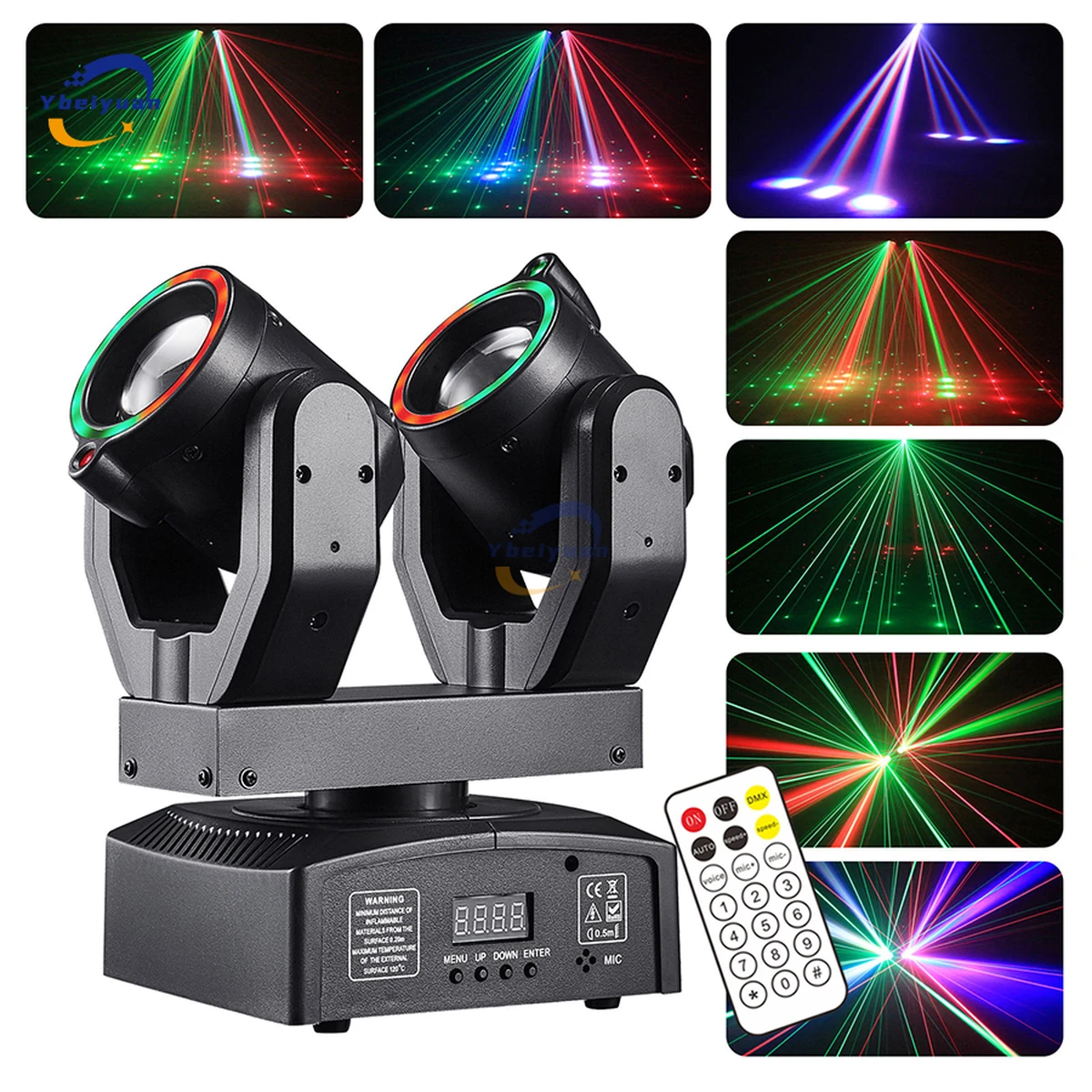 Nouveau projecteur à double tête mobile avec télécommande DMX512 pour DJ, discothèque, bar, Noël, anniversaire et autres fêtes.