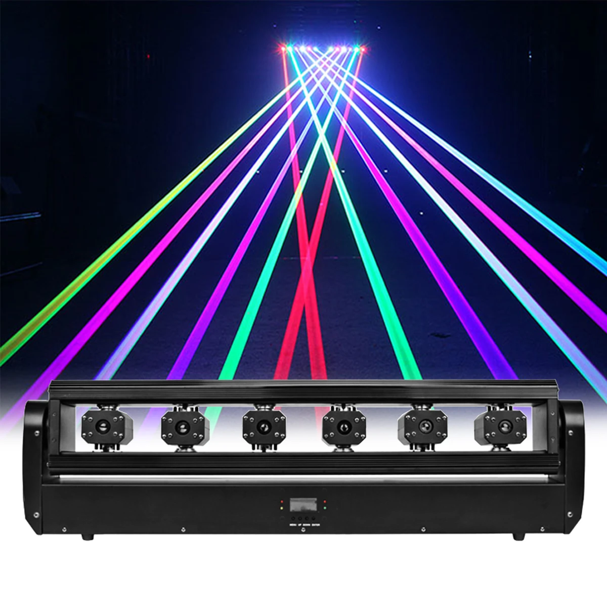 Projecteur laser 3-en-1 à tête mobile 6 x 500 mW, RGB, couleur, DMX512, éclairage DJ pour scène, soirées disco et Noël.