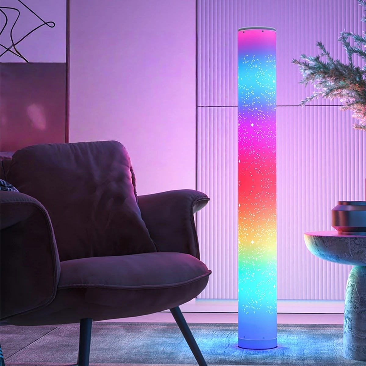 RGB LED Floor Lamp, Smart Floor Lamp, 16 Million Colors, Music Sync, Bluetooth, App Remote Control, Dimmable
